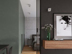 Miniaturka 3 - Nowoczesna aranżacja sypialni z lampką z betonową podstawą