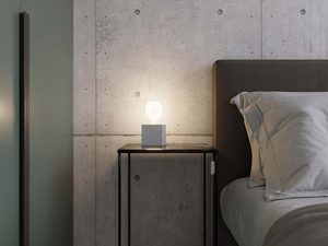 Miniaturka 5 - Mała lampa stołowa z betonu – światło punktowe przy ścianie z płyt