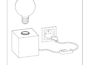 Miniaturka 7 - Rysunek montażu lampy stołowej z żarówką i przewodem