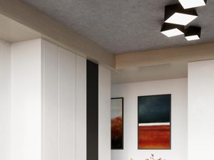 Miniaturka 16 - Zestaw czarnych lamp LED o piramidalnym kształcie w salonie