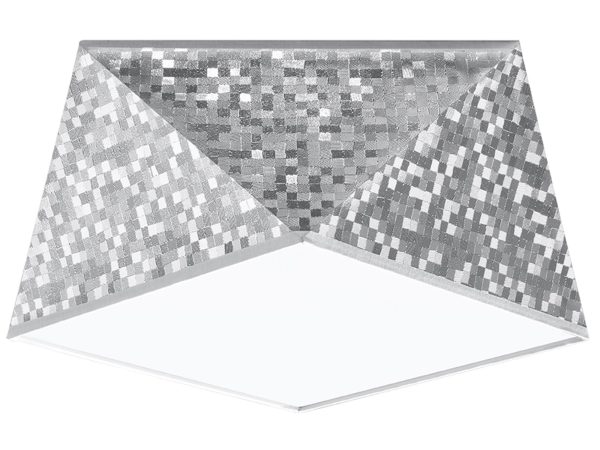 Teksturowana lampa LED o piramidalnej formie w kolorze stalowym