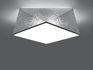 Miniaturka 14 - Srebna lampa LED sufitowa z białym wnętrzem w stylu loft