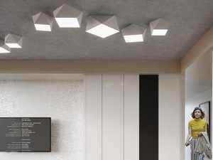 Miniaturka 3 - Geometryczna biała oprawa LED do sufitu podwieszanego