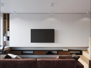 Miniaturka 3 - Biały salon z minimalistyczną oprawą LED przy suficie