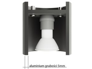 Miniaturka 18 - Przekrój oprawy LED z gniazdem GU10 i aluminiowym korpusem