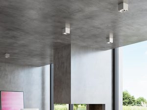 Miniaturka 9 - Betonowy sufit z szarymi lampami LED w formie sześcianu