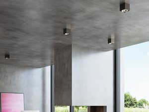 Miniaturka 15 - Betonowy sufit z wbudowanymi czarnymi oprawami punktowymi LED