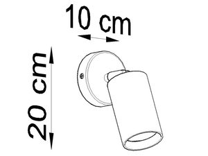 Miniaturka 6 - Techniczny rysunek kinkietu – wysokość 20 cm, średnica klosza 10 cm