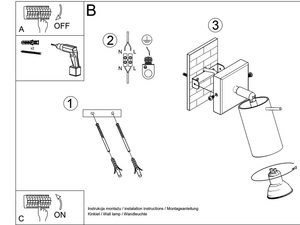Miniaturka 7 - Rysunek montażu kinkietu ściennego z ruchomym reflektorem