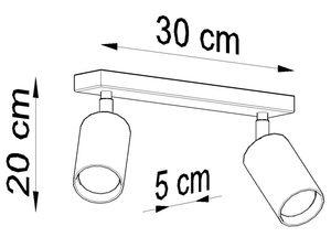 Miniaturka 6 - Rysunek techniczny lampy z dwoma reflektorami – długość 30 cm