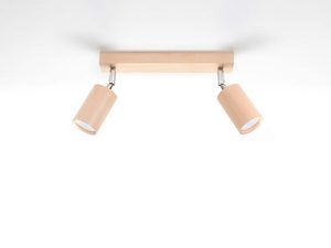 Miniaturka 1 - Drewniana listwa sufitowa z dwoma punktami światła w naturalnym stylu