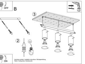Miniaturka 7 - Rysunek techniczny montażu oprawy z trzema reflektorami