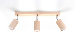 Miniaturka 1 - Trzy punktowe źródła światła w nowoczesnej lampie z elementami drewna