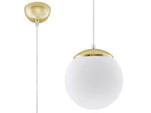 Miniaturka 4 - Lampa wisząca kula biała matowa ze złotą nasadką
