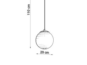 Miniaturka 13 - Rysunek techniczny lampy wiszącej kula z wymiarami 20x110 cm