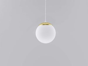 Miniaturka 5 - Biała lampa wisząca kula matowa na kablu złotym