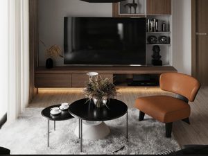 Miniaturka 10 - Czarna nowoczesna lampa LED nad stołem w ciemnej kuchni