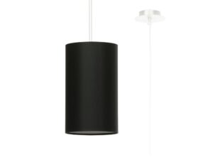 Miniaturka 14 - Czarna lampa LED wąska, wisząca z gładką strukturą na białym tle