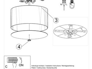 Miniaturka 11 - Techniczny rysunek montażowy lampy LED o okrągłym kloszu