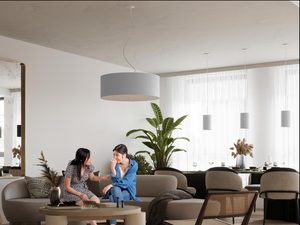 Miniaturka 3 - Kremowa lampa LED wisząca z jasnym światłem, styl soft loft