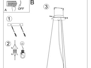 Miniaturka 13 - Techniczny rysunek montażu lampy LED z centralnym zawiesiem