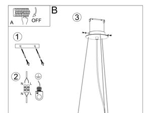 Miniaturka 13 - Schemat techniczny montażu lampy LED z centralnym zawiesiem