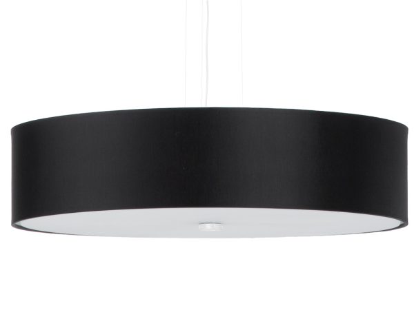 Czarna nowoczesna lampa LED wisząca z mlecznym spodem