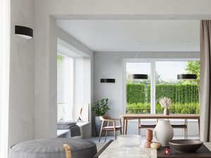 Miniaturka 5 - Designerska czarno-biała lampa LED wisząca, nowoczesny styl