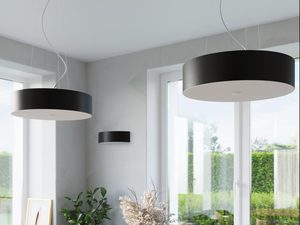 Miniaturka 4 - Czarna nowoczesna lampa LED wisząca z mlecznym spodem