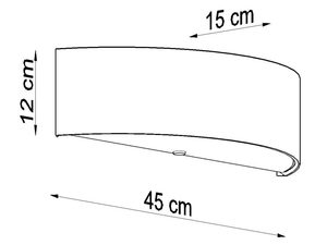 Miniaturka 13 - Rysunek techniczny półokrągłej lampy LED o wymiarach 45×15 cm