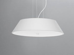 Miniaturka 1 - Designerska biała lampa LED, zawieszona na dwóch przewodach