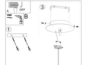 Miniaturka 13 - Rysunek techniczny lampy wiszącej z okrągłym kloszem LED