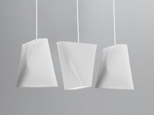 Miniaturka 1 - Designerska potrójna biała lampa LED wisząca z załamanymi kloszami