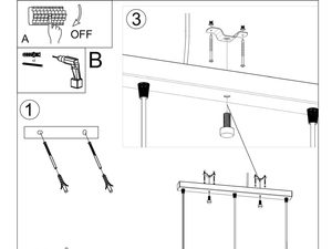 Miniaturka 13 - Schemat montażowy potrójnej lampy LED z czarnymi kloszami
