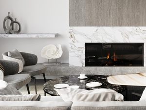 Miniaturka 10 - Aranżacja z kominkiem i kinkietem LED w nowoczesnym salonie