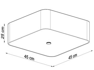 Miniaturka 12 - Rysunek techniczny nowoczesnej białej lampy sufitowej 45x45 cm