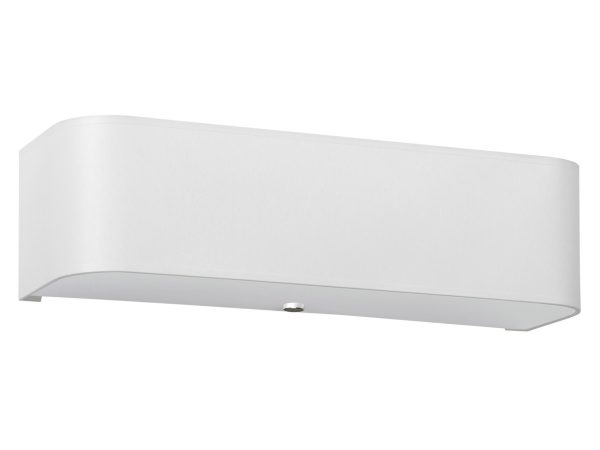 Prostokątny biały kinkiet LED z miękkim rozjaśnieniem ściany