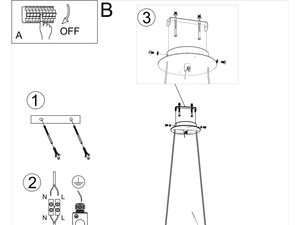 Miniaturka 13 - Schemat montażowy podłużnej lampy LED w kolorze ecru