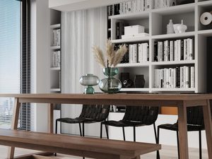 Miniaturka 10 - Wnętrze z białą prostokątną lampą LED nad zasłoną