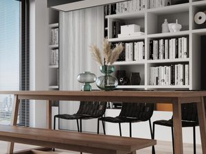 Miniaturka 4 - Czarna podłużna lampa LED nad stołem w nowoczesnej jadalni