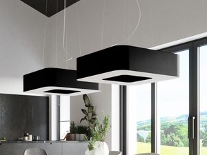 Miniaturka 8 - Lampa wisząca LED z kloszem kwadratowym w kolorze czarnym