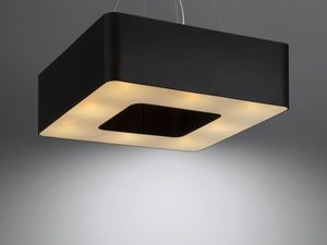Miniaturka 7 - Lampa wisząca LED z kloszem kwadratowym w kolorze czarnym i ciepłym oświetleniem