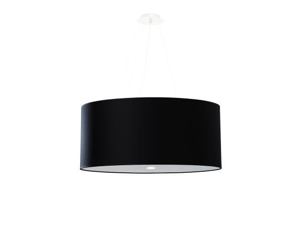 Czarna lampa sufitowa z tkaninowym kloszem do jadalni