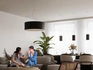 Miniaturka 3 - Lampa wisząca z czarnym tkaninowym abażurem LED