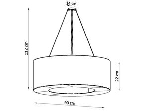 Miniaturka 14 - Techniczny szkic nowoczesnej lampy LED z oprawą linkową