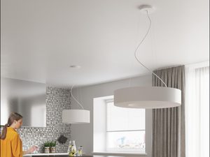 Miniaturka 4 - Dwie białe lampy LED w stylu skandynawskim nad kuchennym blatem