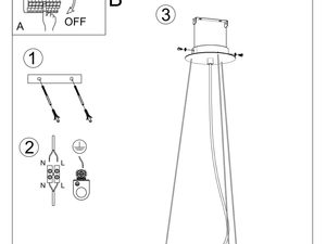 Miniaturka 13 - Schemat montażowy lampy LED wiszącej o średnicy 90 cm