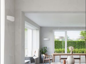 Miniaturka 5 - Biała lampa sufitowa LED w aranżacji nowoczesnej jadalni