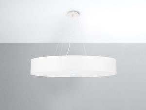 Miniaturka 2 - Minimalistyczna biała lampa sufitowa LED na tle szarej ściany