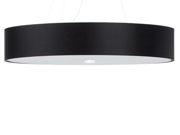 Nowoczesna czarna lampa LED wisząca, widok od spodu